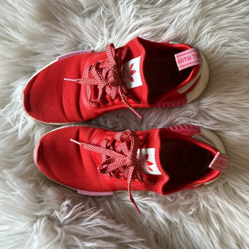 Red + Pink Adidas NMD_R1 runners - 7.5 - Picture 2 of 8